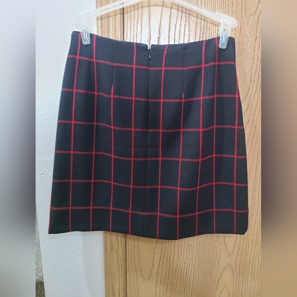 Loft plaid shiny button preppy mini skirt - Picture 2 of 2